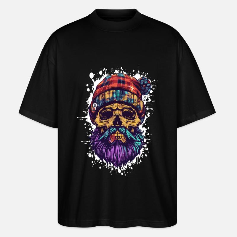 Totenkopf Holzfäller - Stanley/Stella Oversized Unisex Bio T-Shirt Blaster 2.0 - Schwarz