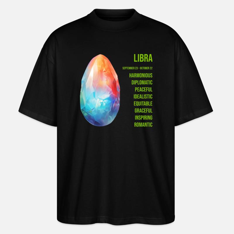 Sternzeichen Edelsteine: Waage, Opal - Stanley/Stella Oversized Unisex Bio T-Shirt Blaster 2.0 - Schwarz