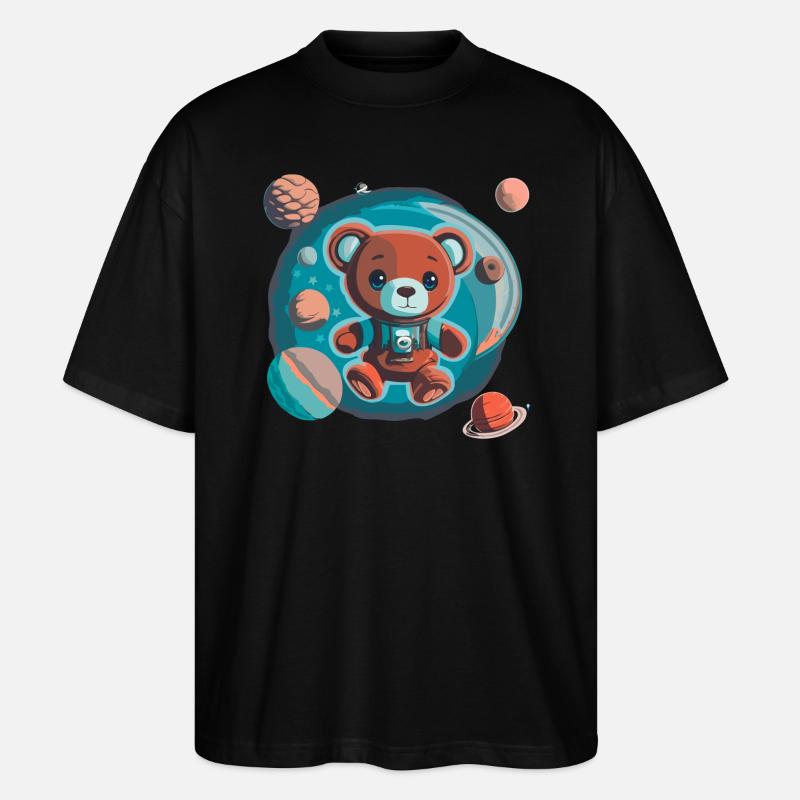 Weltraumforscher Teddybär - Stanley/Stella Oversized Unisex Bio T-Shirt Blaster 2.0 - Schwarz