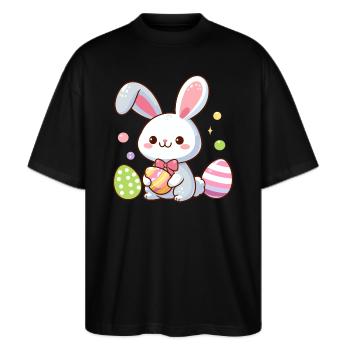 Lapin de Pâques Oeufs de Pâques Lapin Lapin - T-shirt bio Blaster 2.0 coupe oversize Stanley/Stella Unisexe - noir - Devant - Alina (178cm) & Michal (187cm)