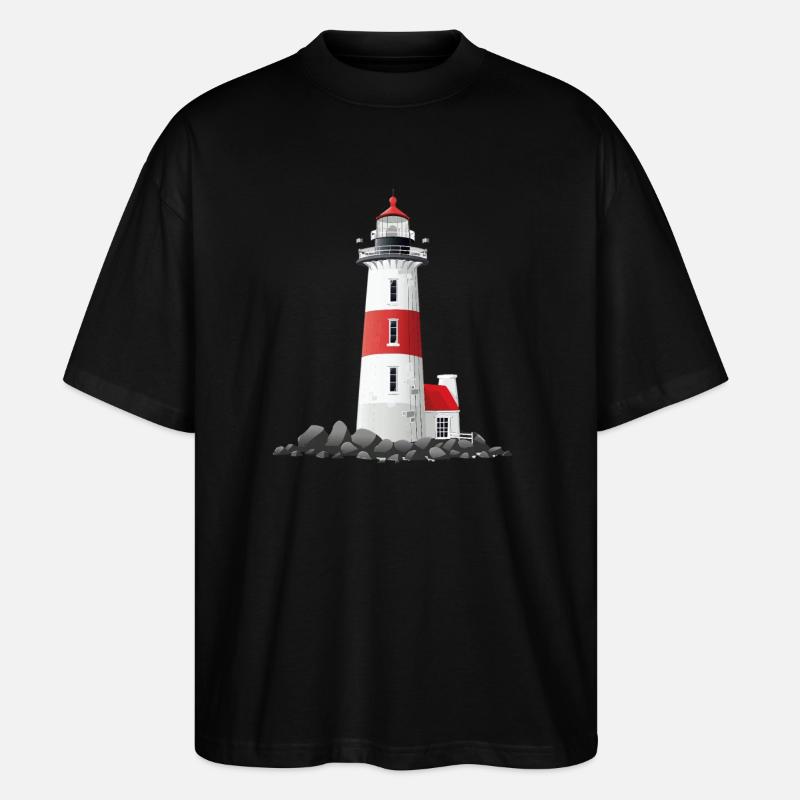 Phare sur la côte rocheuse - T-shirt bio Blaster 2.0 coupe oversize Stanley/Stella Unisexe - noir