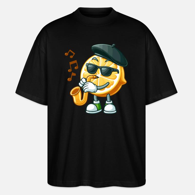 Cooler Saxophon Spielender Zitruscharakter - Stanley/Stella Oversized Unisex Bio T-Shirt Blaster 2.0 - Schwarz
