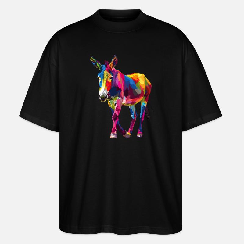 Bunter Esel Pop-Art Stil - Stanley/Stella Oversized Unisex Bio T-Shirt Blaster 2.0 - Schwarz