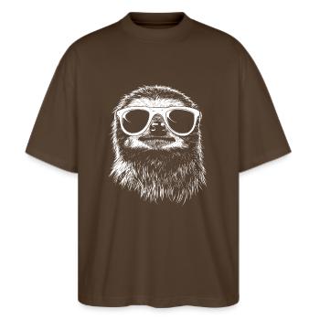 Cool paresseux lunettes de soleil été graphique - T-shirt bio Blaster 2.0 coupe oversize Stanley/Stella Unisexe - marron foncé - Devant - Alina (178cm) & Michal (187cm)