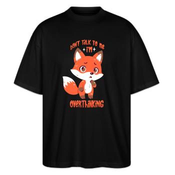 Grübelnder Fuchs - Stanley/Stella Oversized Unisex Bio T-Shirt Blaster 2.0 - Schwarz - Vorne - Alina (178cm) & Michal (187cm)