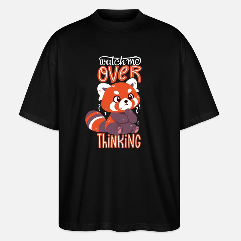 Overthinking Red Panda - Stanley/Stella Oversized Unisex Bio T-Shirt Blaster 2.0 - Schwarz