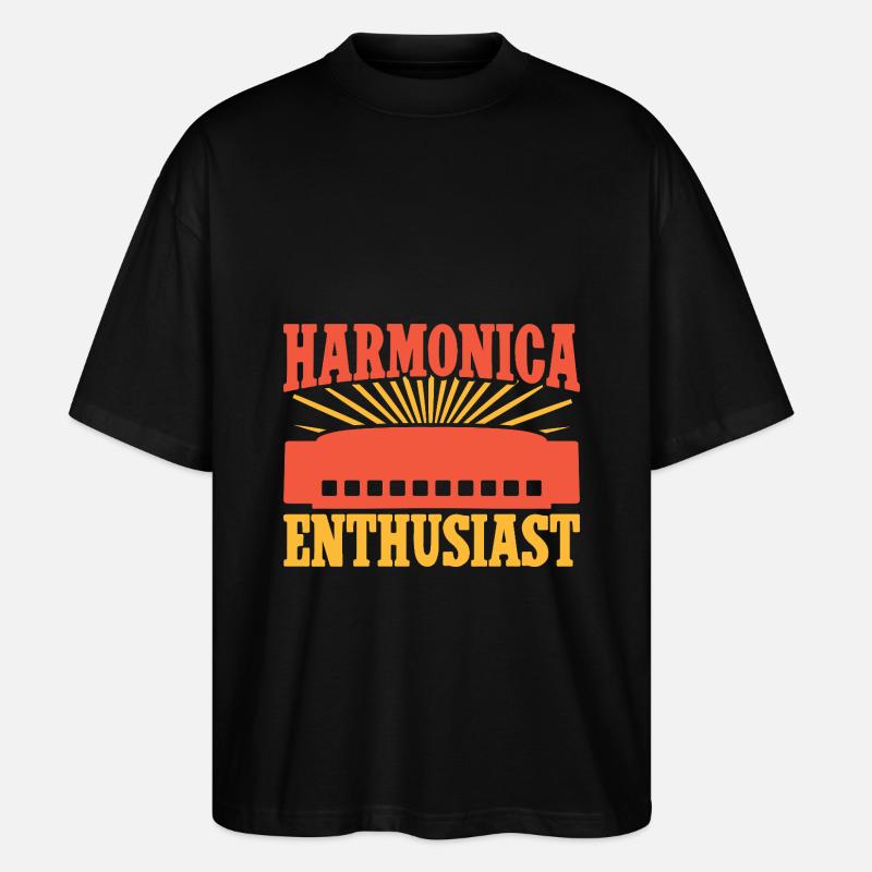 Funny Harmonica Player Enthusiast Harmonica - Stanley/Stella Oversized Unisex Organic T-shirt Blaster 2.0 - black