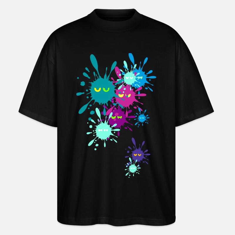 Bunte Klekse - Stanley/Stella Oversized Unisex Bio T-Shirt Blaster 2.0 - Schwarz