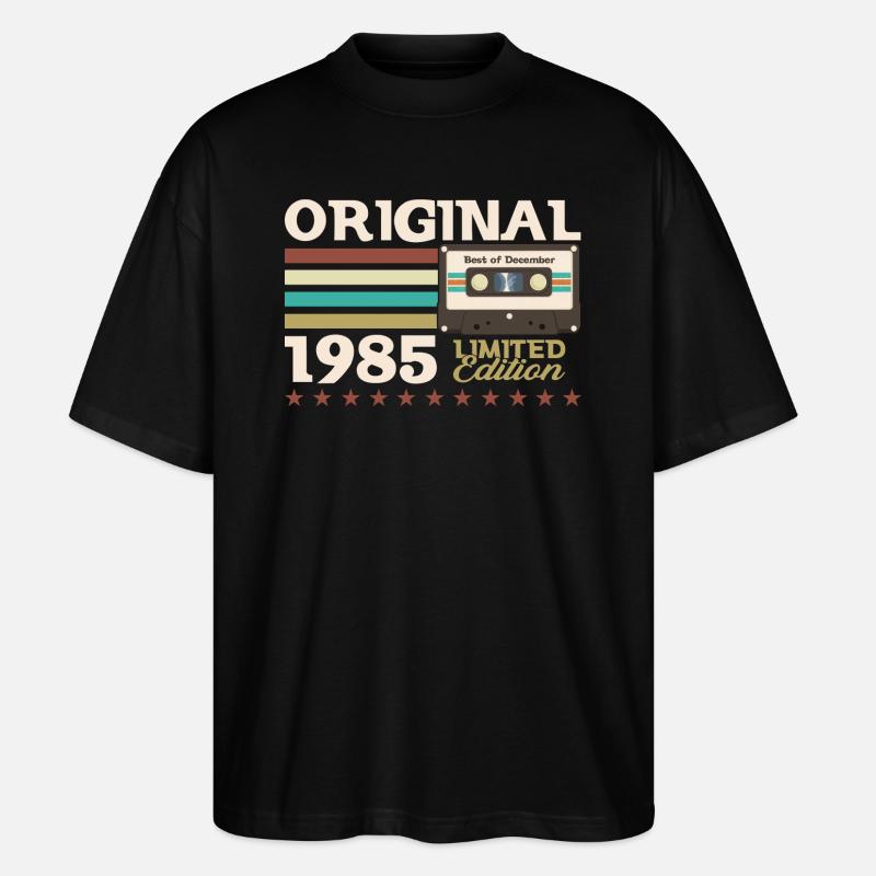 Cassette 38e anniversaire décembre 1985 - T-shirt bio Blaster 2.0 coupe oversize Stanley/Stella Unisexe - noir