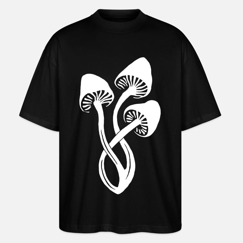 Weißes Pilz-Trio - Stanley/Stella Oversized Unisex Bio T-Shirt Blaster 2.0 - Schwarz