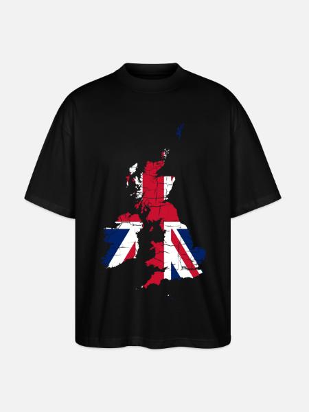 Royaume-Uni Drapeau Paysage Angleterre - T-shirt bio Blaster 2.0 coupe oversize Stanley/Stella Unisexe - noir