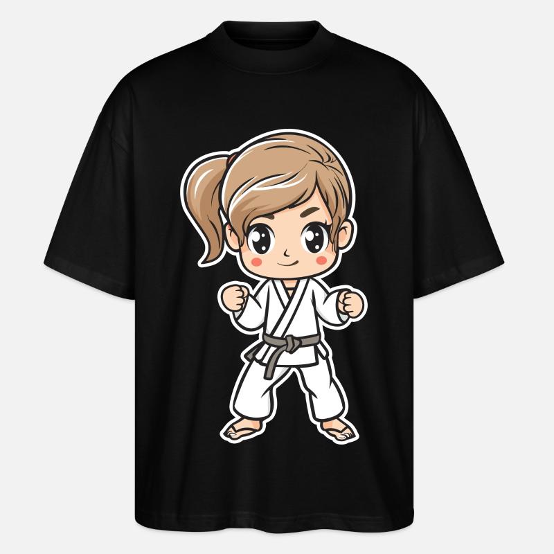 Karate Mädchen Comic - Stanley/Stella Oversized Unisex Bio T-Shirt Blaster 2.0 - Schwarz
