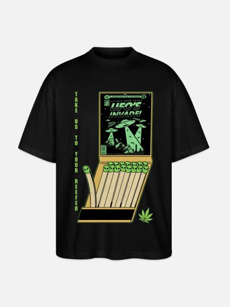 UFO Invasion Vintage Poster Design - Stanley/Stella Oversized Unisex Organic T-shirt Blaster 2.0 - black