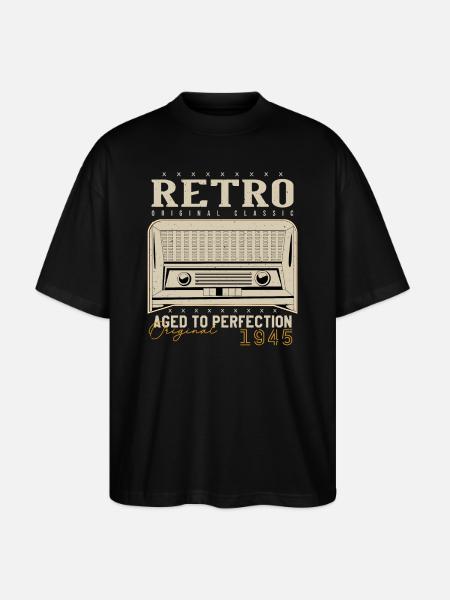 Retro 1945 Birthday Gift 1945 Vintage 1945 - Stanley/Stella Oversized Unisex Organic T-shirt Blaster 2.0 - black