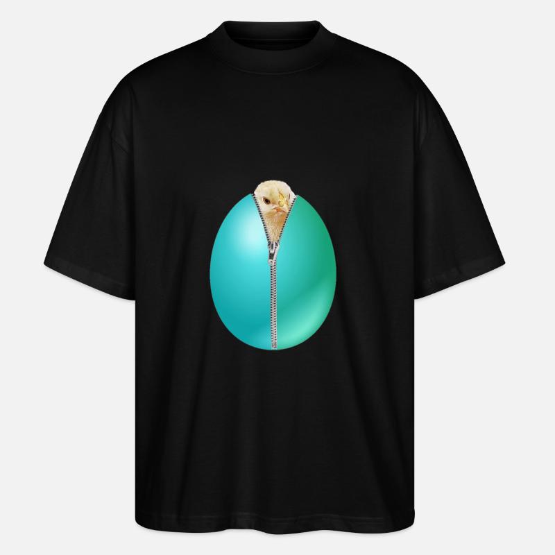 Chick zipper Easter egg gift - Stanley/Stella Oversized Unisex Organic T-shirt Blaster 2.0 - black
