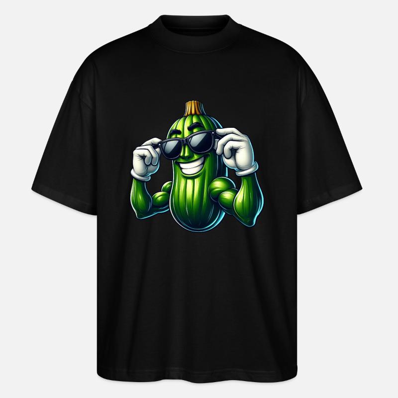 Cool Cucumber Pickle Vegetables Cartoon - Stanley/Stella Oversized Unisex Organic T-shirt Blaster 2.0 - black