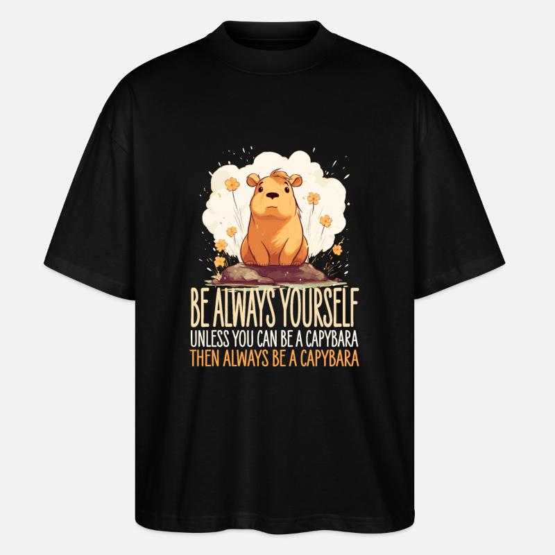 Capybara Immer Du Selbst - Stanley/Stella Oversized Unisex Bio T-Shirt Blaster 2.0 - Schwarz