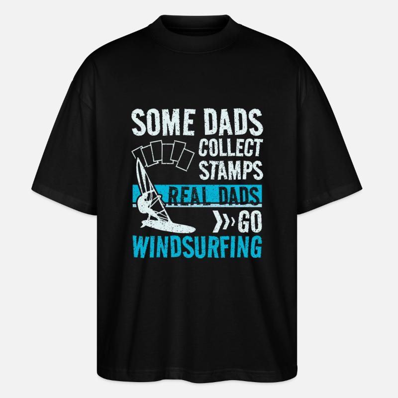 Real dad go windsurfing - Stanley/Stella Oversized Unisex Organic T-shirt Blaster 2.0 - black