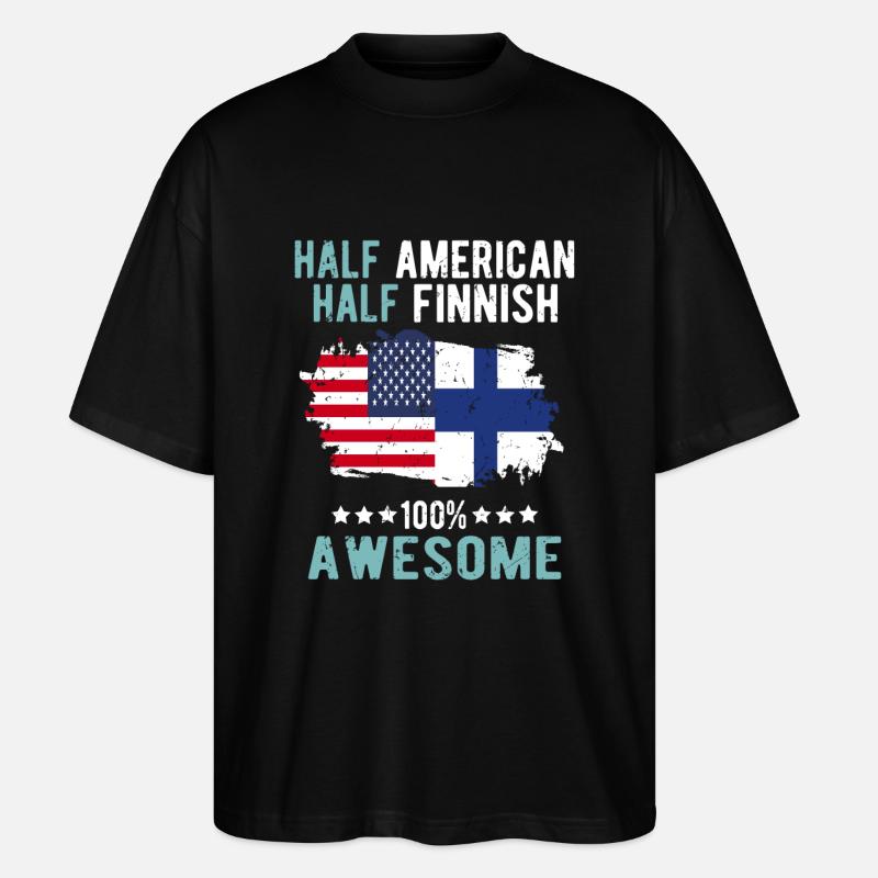 Halb Amerikaner Halb Finne - Stanley/Stella Oversized Unisex Bio T-Shirt Blaster 2.0 - Schwarz
