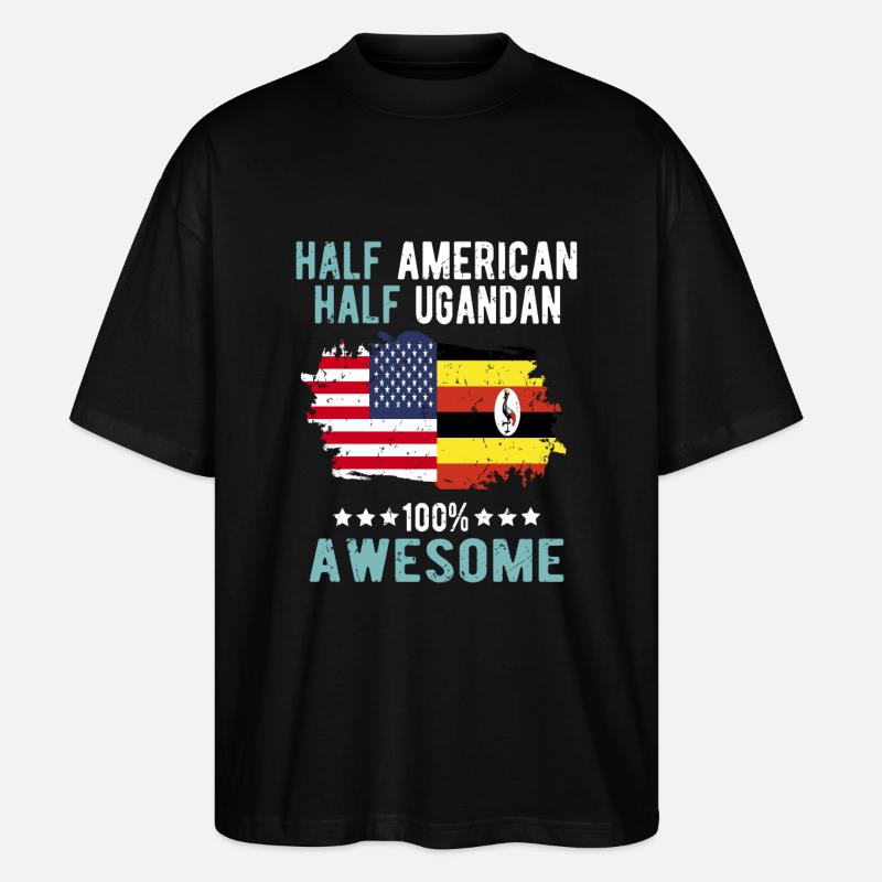 Half American Half Ugandan - Stanley/Stella Oversized Unisex Organic T-shirt Blaster 2.0 - black