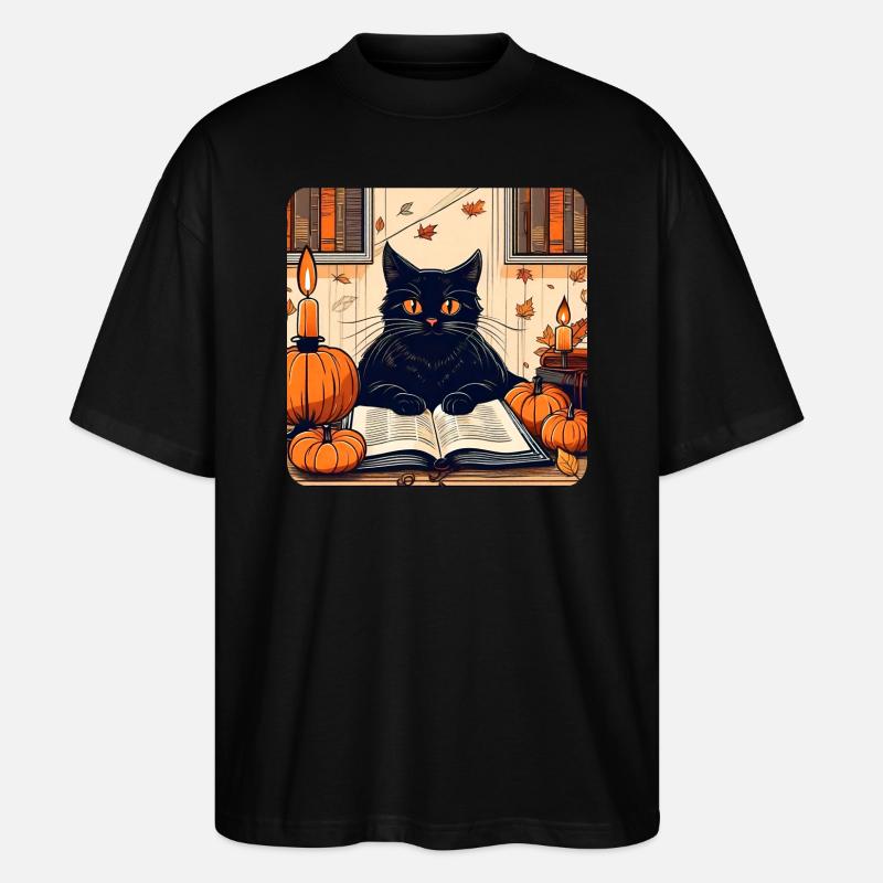 Chat noir d’humeur halloween - T-shirt bio Blaster 2.0 coupe oversize Stanley/Stella Unisexe - noir
