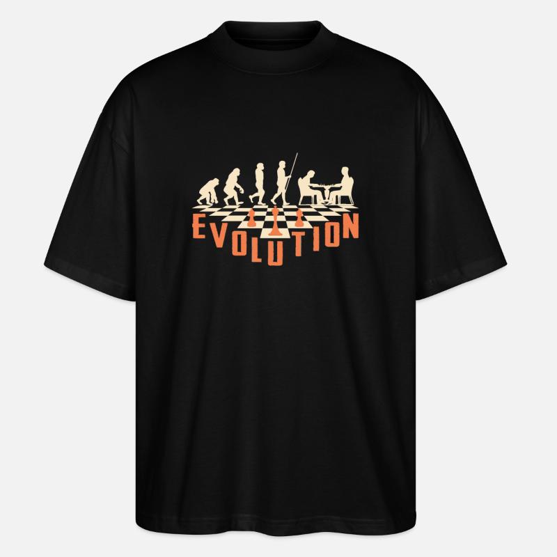 Die Evolution des Schachs - Stanley/Stella Oversized Unisex Bio T-Shirt Blaster 2.0 - Schwarz