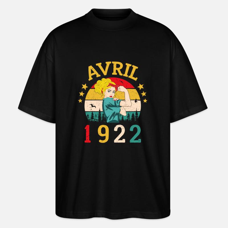 MILLÉSIME AVRIL 1922 ÉDITION LIMITÉE - T-shirt bio Blaster 2.0 coupe oversize Stanley/Stella Unisexe - noir