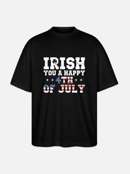 Irlantilainen sinä onnellinen 4. heinäkuuta vihreä apila - Stanley/Stella Blaster 2.0 Unisex Oversized Luomu T-paita - musta