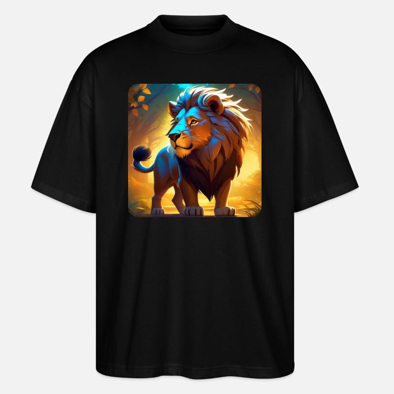 Stolzer Löwe - Stanley/Stella Oversized Unisex Bio T-Shirt Blaster 2.0 - Schwarz