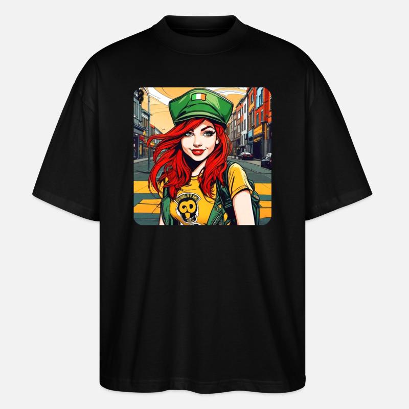 Cooles irisches rothaariges Mädchen - Stanley/Stella Oversized Unisex Bio T-Shirt Blaster 2.0 - Schwarz