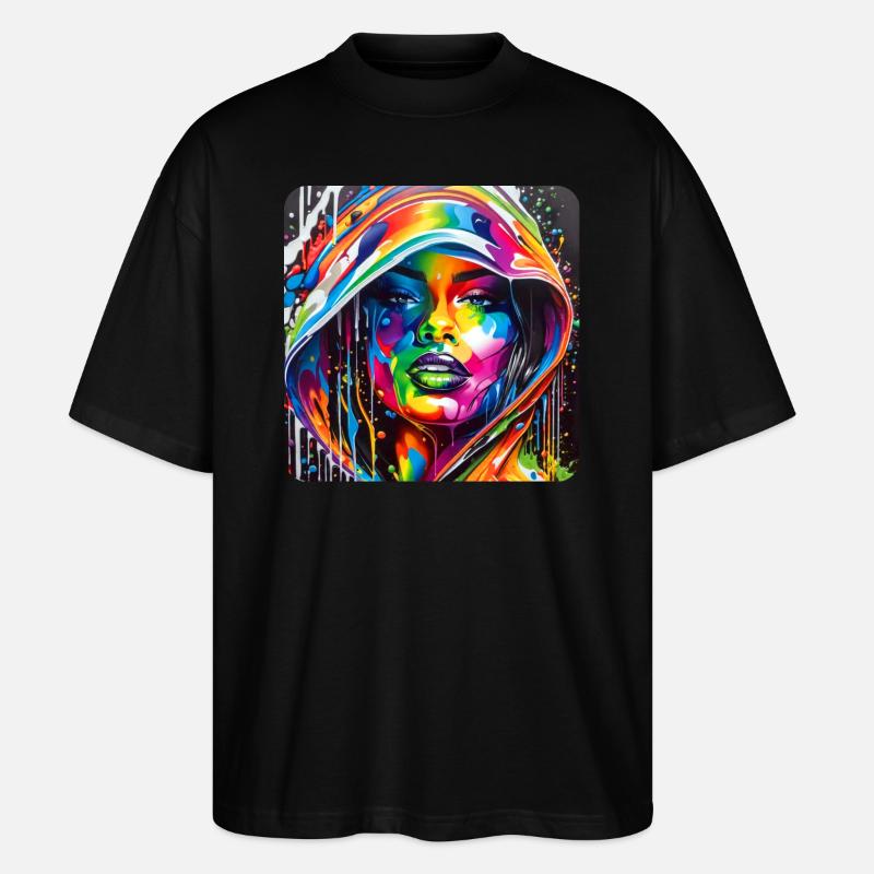 Frau im Graffiti Style - Stanley/Stella Oversized Unisex Bio T-Shirt Blaster 2.0 - Schwarz