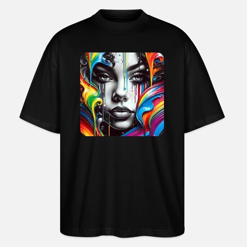 Frau im Graffiti Style - Stanley/Stella Oversized Unisex Bio T-Shirt Blaster 2.0 - Schwarz