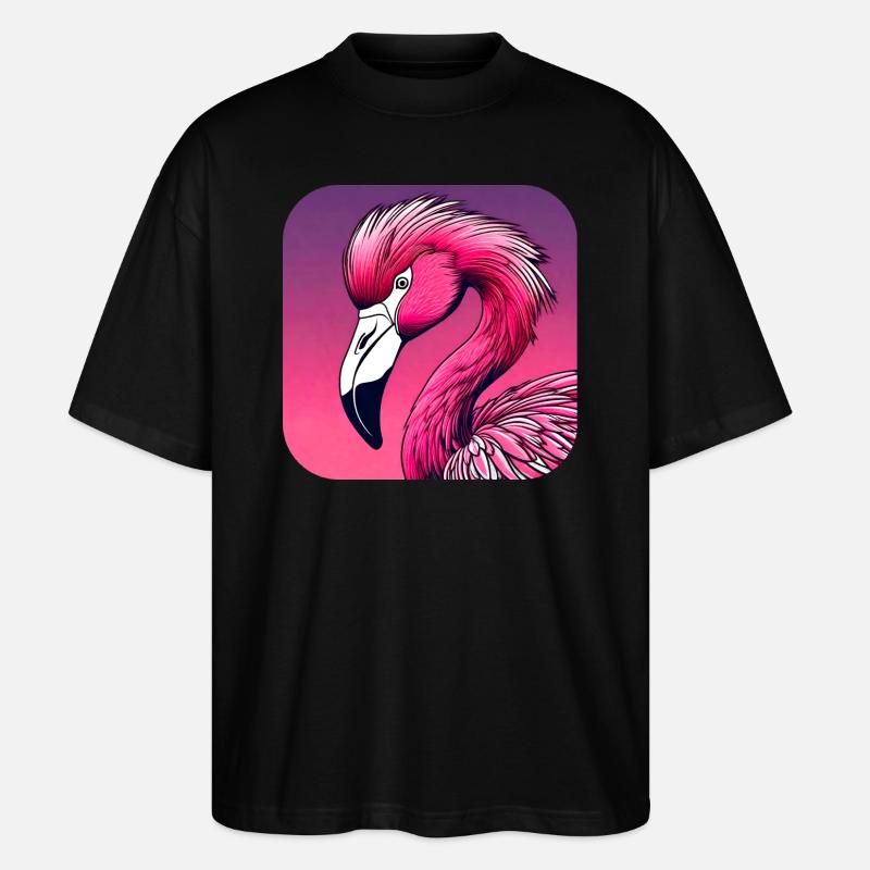Pinker Flamingo - Stanley/Stella Oversized Unisex Bio T-Shirt Blaster 2.0 - Schwarz