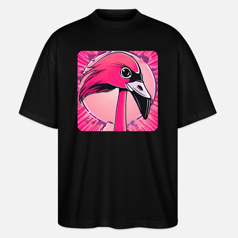 Pinker Flamingo - Stanley/Stella Oversized Unisex Bio T-Shirt Blaster 2.0 - Schwarz