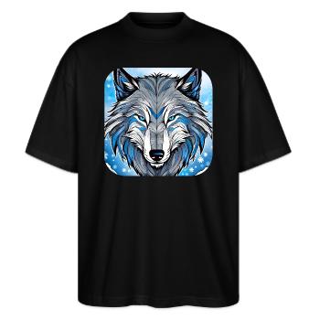 Spirit Animal Wolf - Stanley/Stella Oversized Unisex Organic T-shirt Blaster 2.0 - black - Front - Alina (178cm) & Michal (187cm)