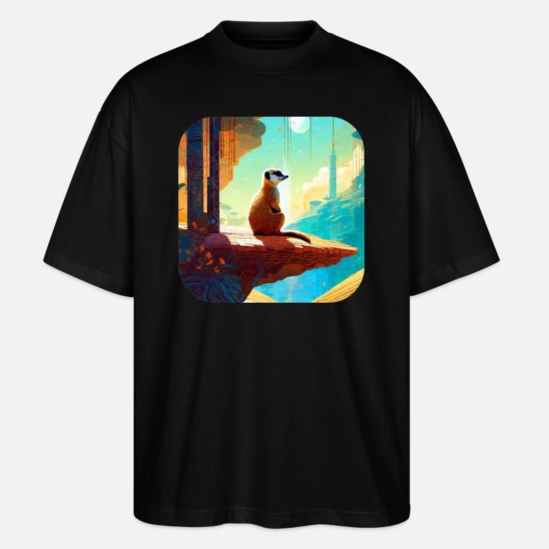 Niedliches Erdmännchen - Stanley/Stella Oversized Unisex Bio T-Shirt Blaster 2.0 - Schwarz