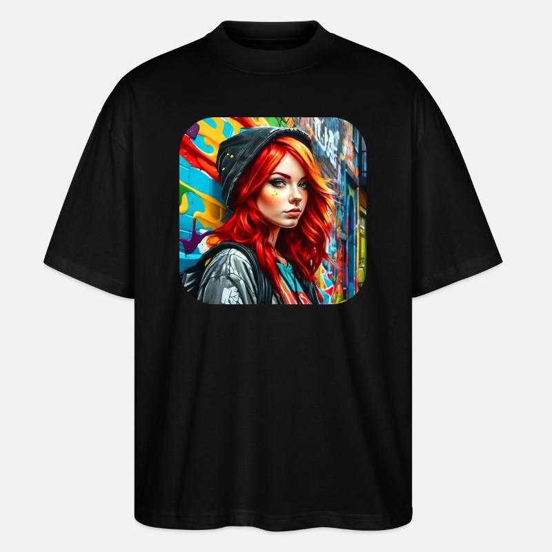 Cooles irisches rothaariges Mädchen - Stanley/Stella Oversized Unisex Bio T-Shirt Blaster 2.0 - Schwarz