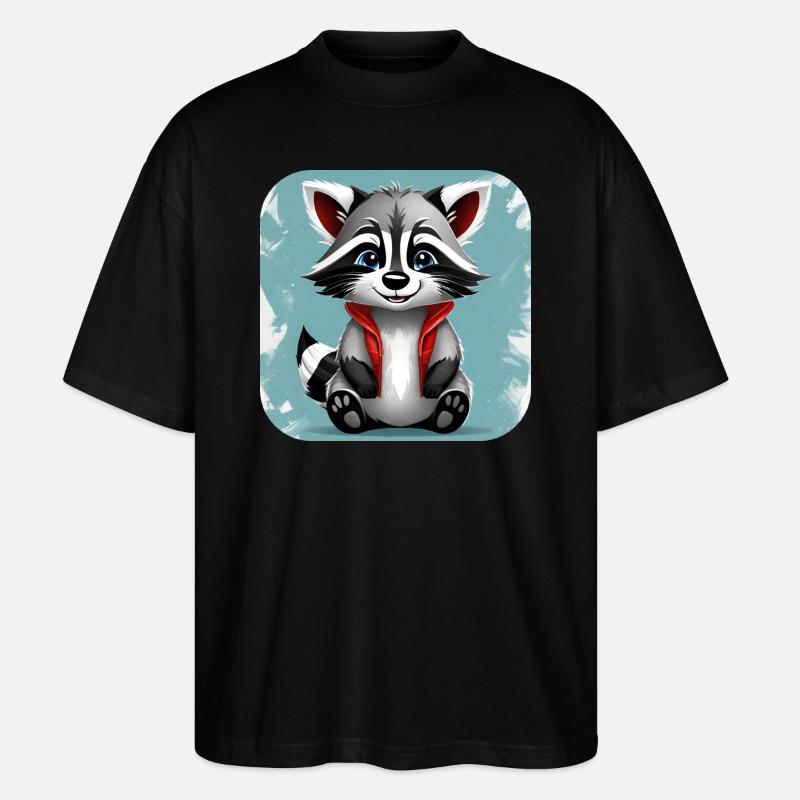 Raton laveur mignon - T-shirt bio Blaster 2.0 coupe oversize Stanley/Stella Unisexe - noir