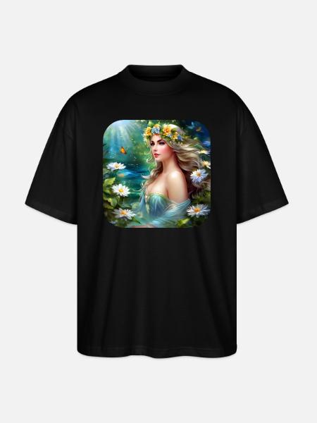 Wunderschöne Blumen Nymphe - Stanley/Stella Oversized Unisex Bio T-Shirt Blaster 2.0 - Schwarz