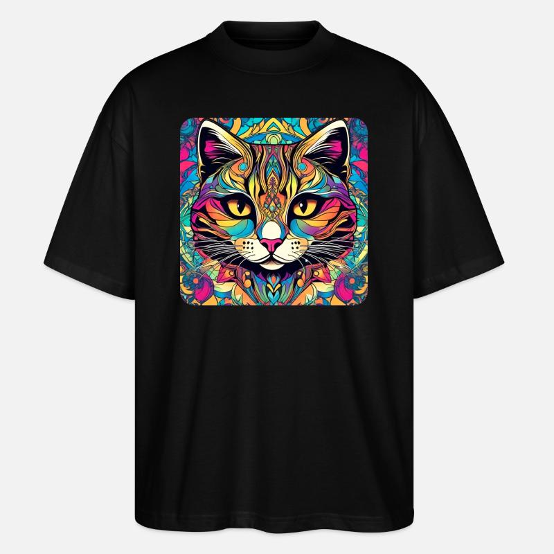 Coole Graffiti Katze - Stanley/Stella Oversized Unisex Bio T-Shirt Blaster 2.0 - Schwarz