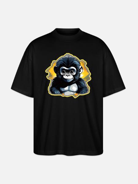 Mignon bébé gorille - T-shirt bio Blaster 2.0 coupe oversize Stanley/Stella Unisexe - noir