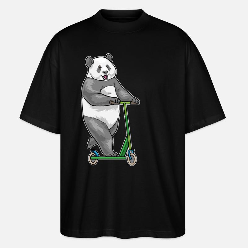 Panda Scooter - Stanley/Stella Oversized Unisex Bio T-Shirt Blaster 2.0 - Schwarz