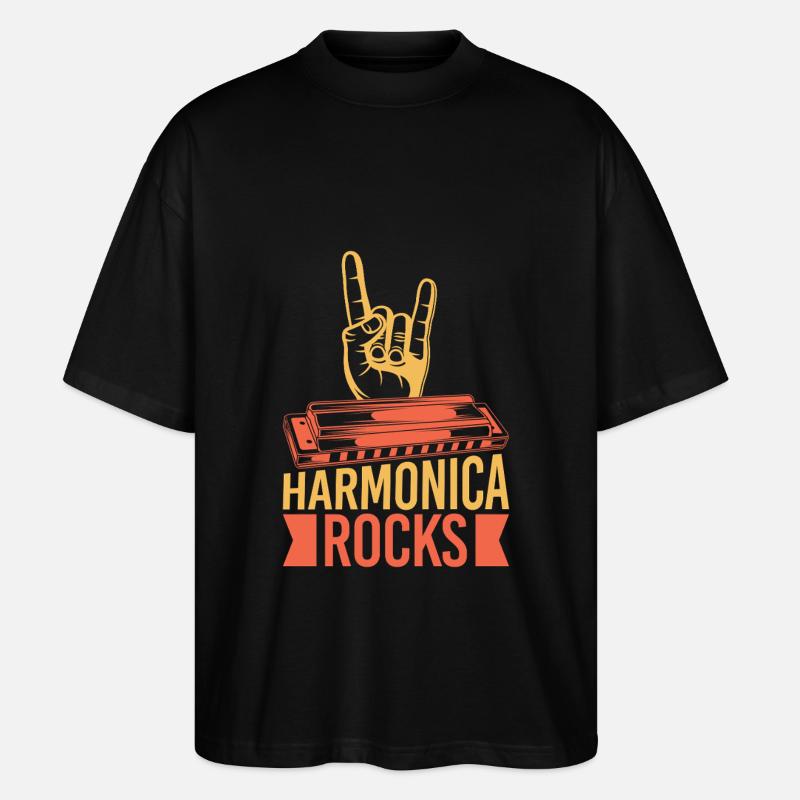 Drôle d’harmoniciste Rocks Harmonica - T-shirt bio Blaster 2.0 coupe oversize Stanley/Stella Unisexe - noir
