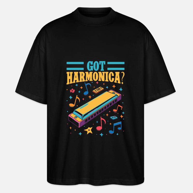 Funny Harmonica Player Got Harmonica - Stanley/Stella Oversized Unisex Bio T-Shirt Blaster 2.0 - Schwarz
