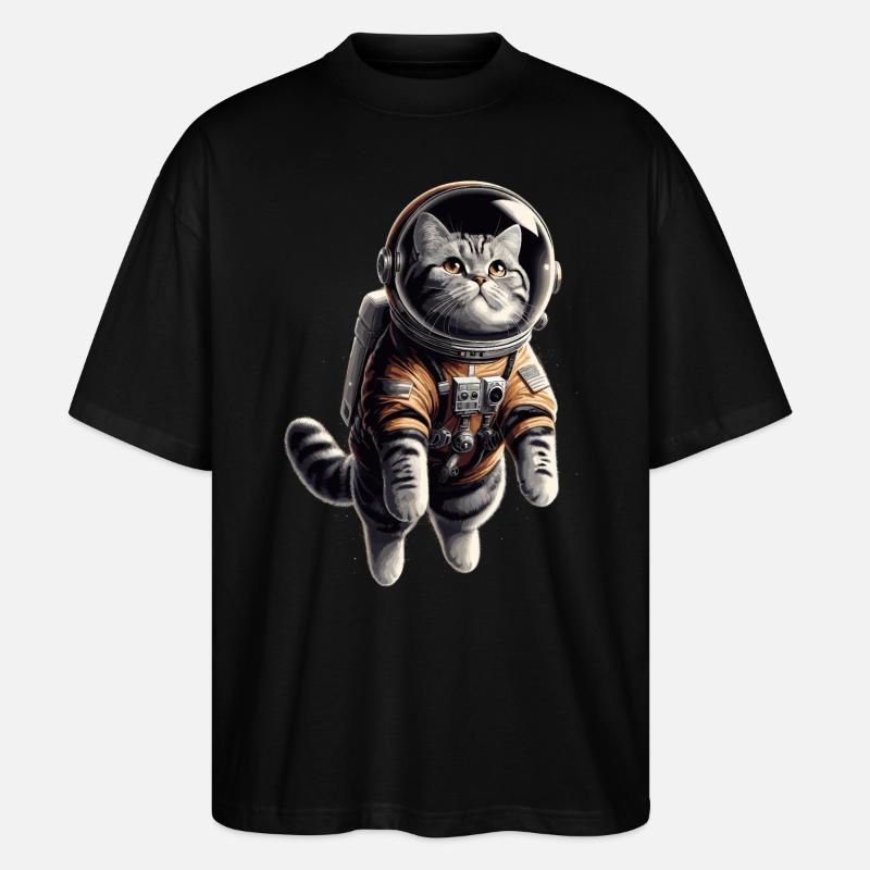 Astronaut BKH Tabby Gift - Stanley/Stella Oversized Unisex Organic T-shirt Blaster 2.0 - black