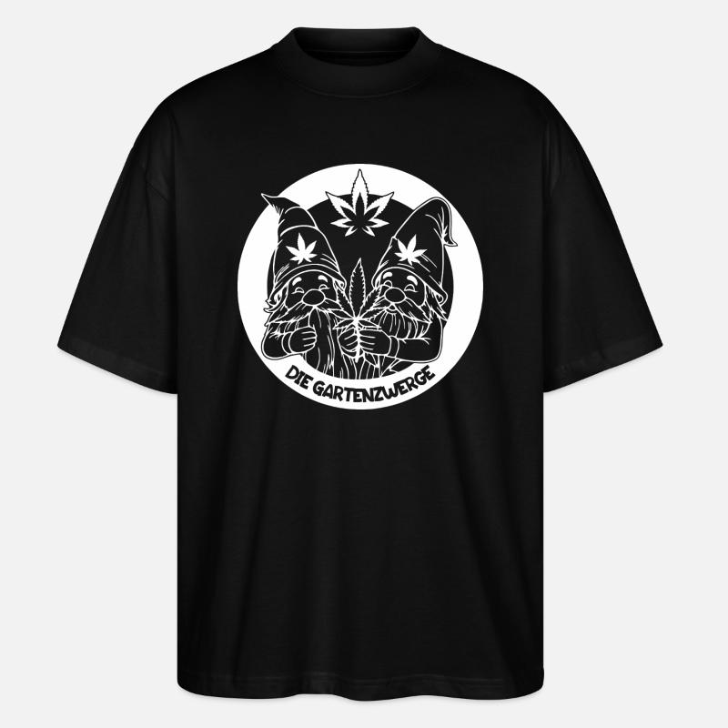Kiffer Gartenzwerge mit Hanfblatt - Stanley/Stella Oversized Unisex Bio T-Shirt Blaster 2.0 - Schwarz