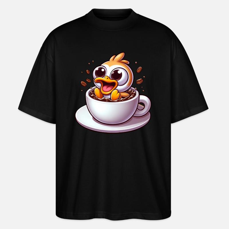 Vogelküken Kaffeetrinker Koffeinschock - Stanley/Stella Oversized Unisex Bio T-Shirt Blaster 2.0 - Schwarz
