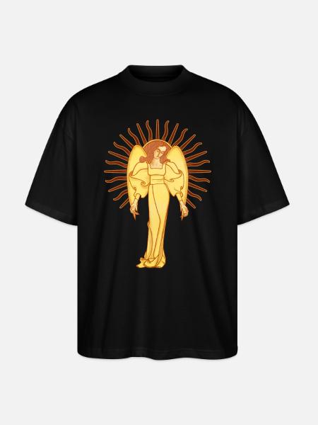 Dein Schutzengel, ein Jugendstil-Engel - Stanley/Stella Oversized Unisex Bio T-Shirt Blaster 2.0 - Schwarz