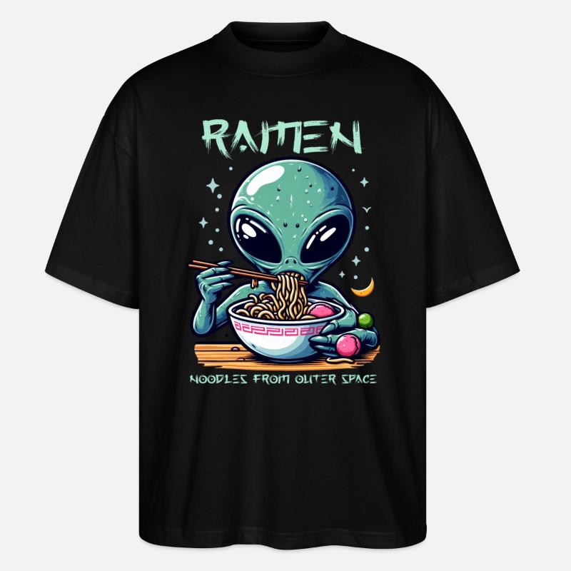 Outer Space Ramen Alien Nudeln - Stanley/Stella Oversized Unisex Bio T-Shirt Blaster 2.0 - Schwarz
