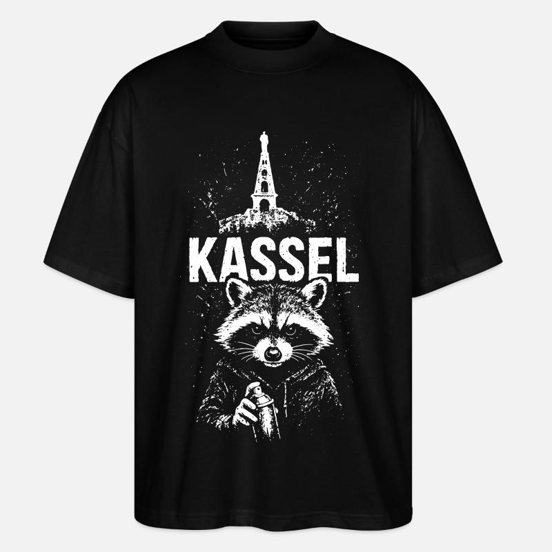 Kassel Herkules Waschbär Kassel - Stanley/Stella Oversized Unisex Bio T-Shirt Blaster 2.0 - Schwarz